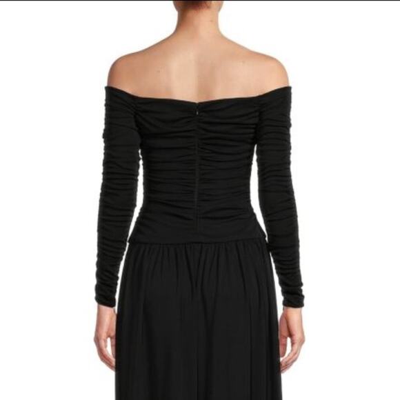 TANYA TAYLOR Marla Ruched Maxi Fit and Flare Dress Off Shoulder Long Sleeve NEW - Picture 13 of 16